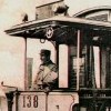 The horse-drawn tram and an electric tram 