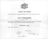Диплом об окончании Львом Францманом Латвийского университета