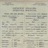 Olgas Frolovas atestāts par vispārējo vidējo izglītību