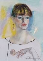 Artura Ņikitina  gleznotais Gaļinas Poļakovas portrets