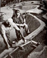 H. Segal and A. Grosgalis at the slalom track model