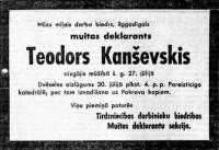 Muitas deklarantu sekcija paziņo par sava darbinieka Teodora Kanševska nāvi