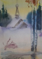 Alexander Misuryev. The First Snow. A Church by a Forest.